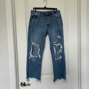 KanCan Light Blue Distressed Wide Leg Jeans Women’s Size 28 Grunge